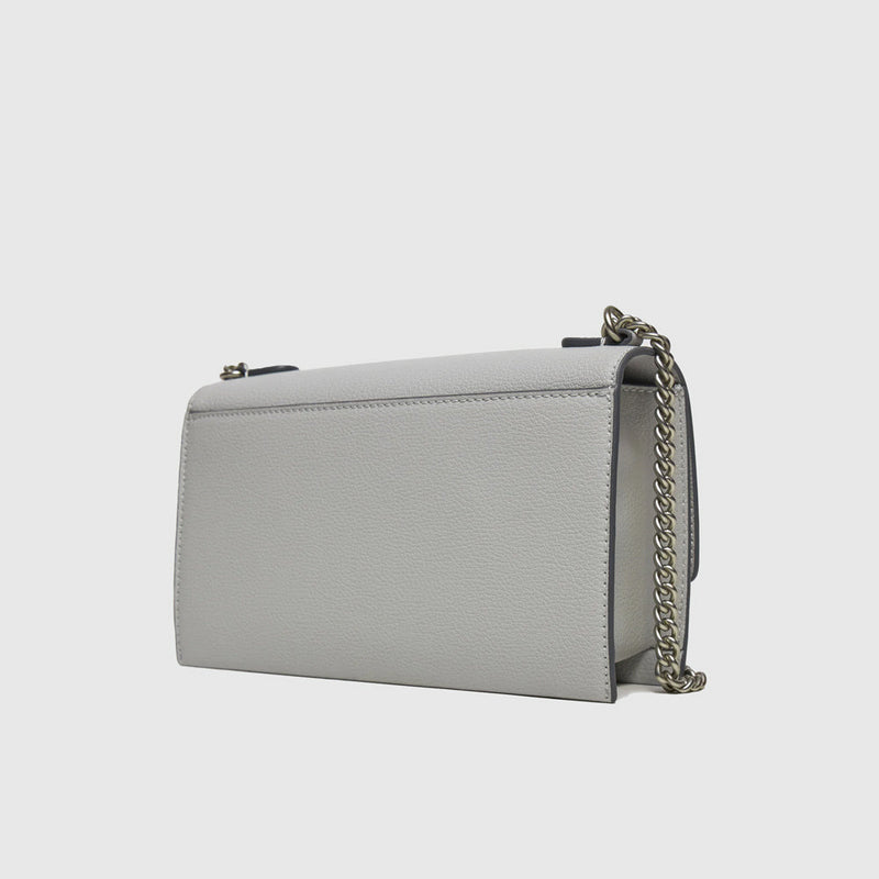 Forged Chain Flap Bag - Light Grey