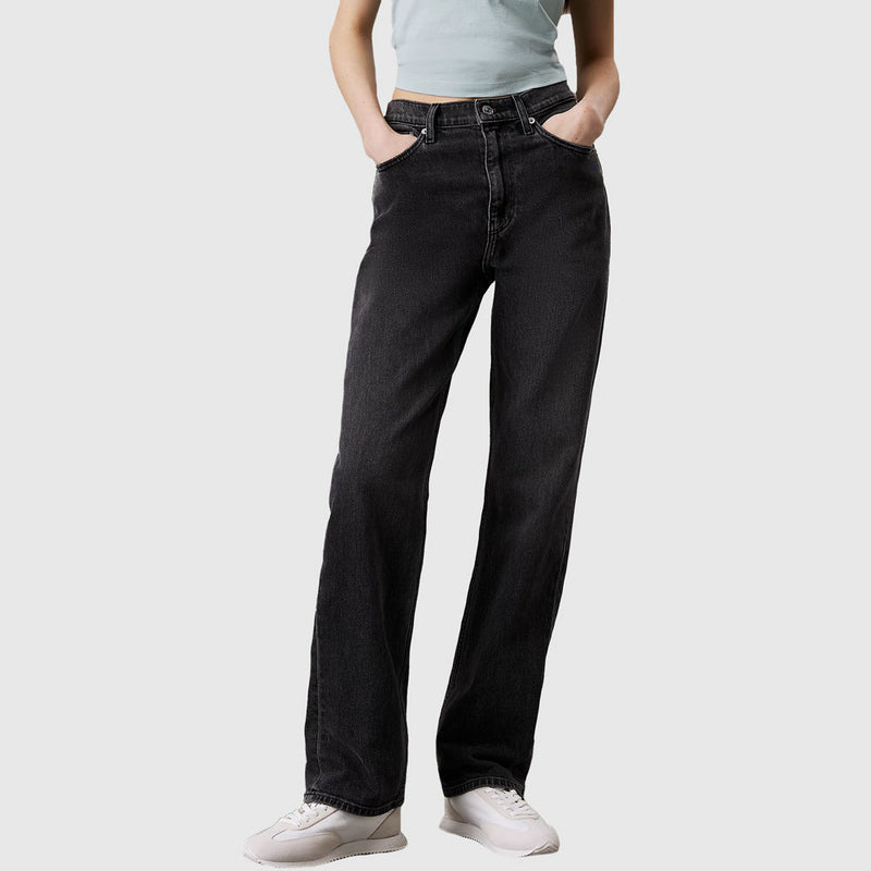 High Rise Straight Jeans - Denim Black