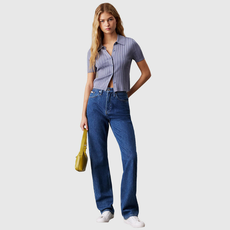 High Rise Straight Jeans - Denim Medium