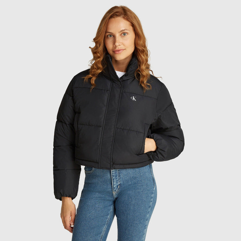 Cropped Puffer  Jacket - Black