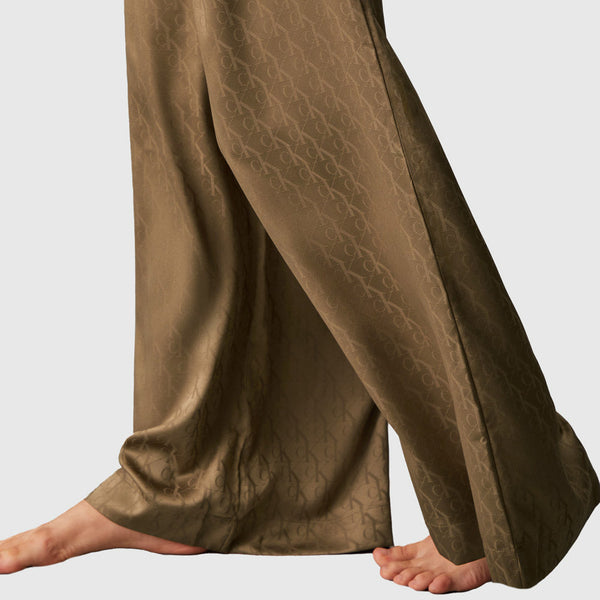 Satin Pajama Pants - Brown