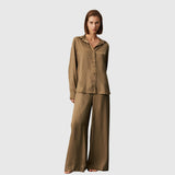 Satin Pajama Pants - Brown