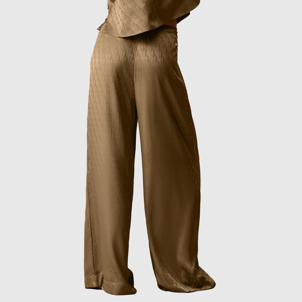 Satin Pajama Pants - Brown