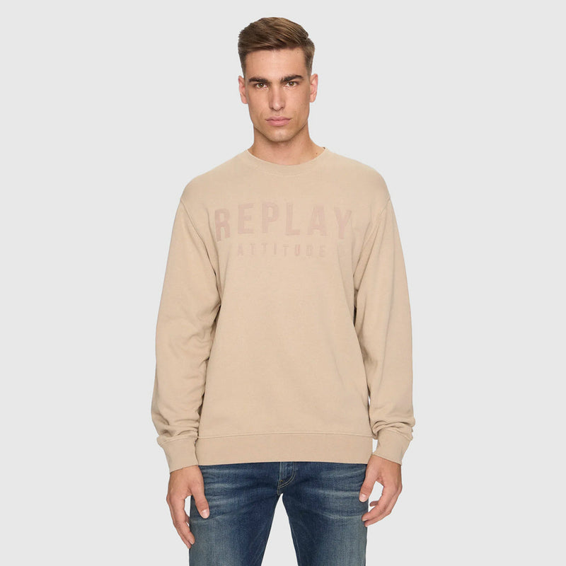 Attitude Print Sweater - Taupe