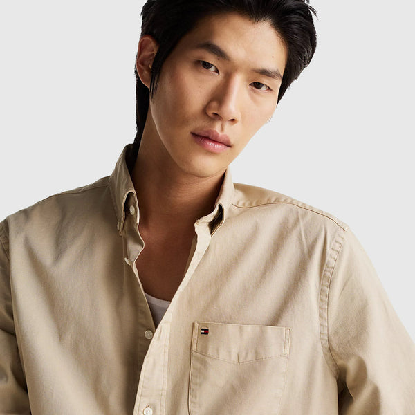 Twill Solid Shirt - Beige