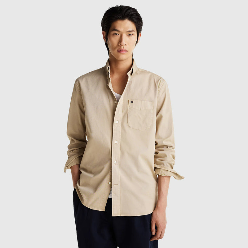 Twill Solid Shirt - Beige