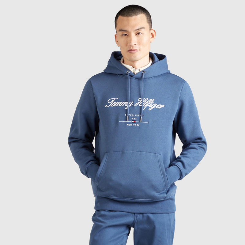 Script Logo Hoodie - Steel Blue