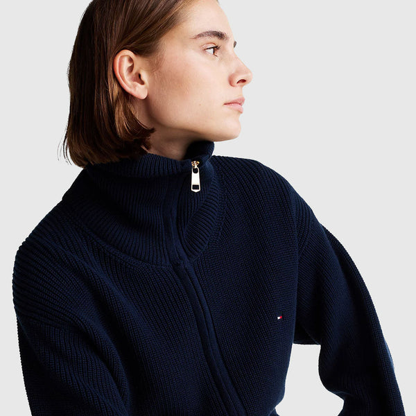 Cardigan Zip Sweatshirt- Navy