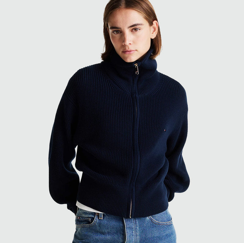 Cardigan Zip Sweatshirt- Navy