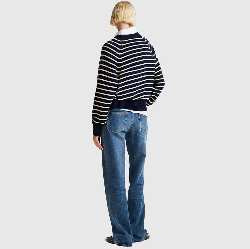 Branded Oversized Sweater - Navy Multi