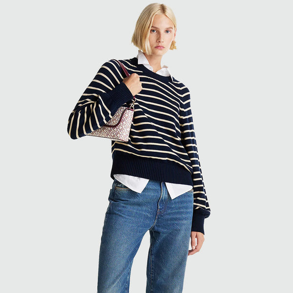 Branded Oversized Sweater - Navy Multi
