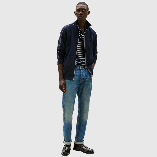 Global Stripe Stand Collar Jacket - Navy