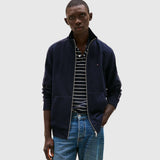 Global Stripe Stand Collar Jacket - Navy