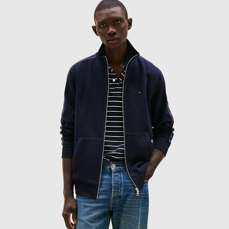 Global Stripe Stand Collar Jacket - Navy