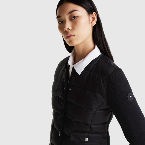 Contrast Quilted Jacket - Black