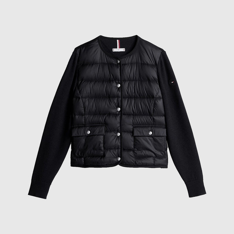 Contrast Quilted Jacket - Black