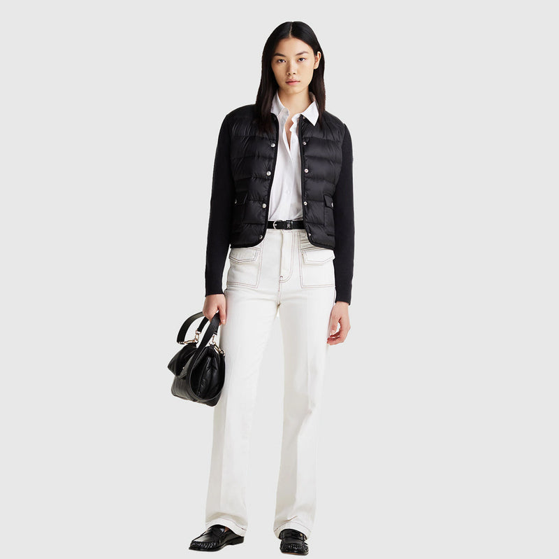 Contrast Quilted Jacket - Black